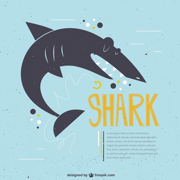 Vector gratuito ilustración divertida de tiburón