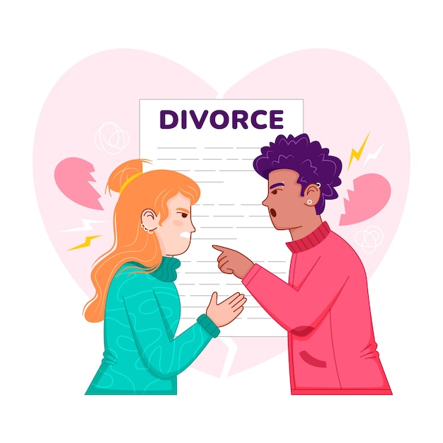 Ilustración de divorcio dibujada a mano
