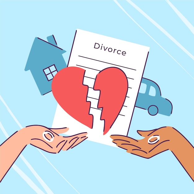 Ilustración de divorcio dibujada a mano