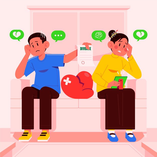 Ilustración de divorcio dibujada a mano