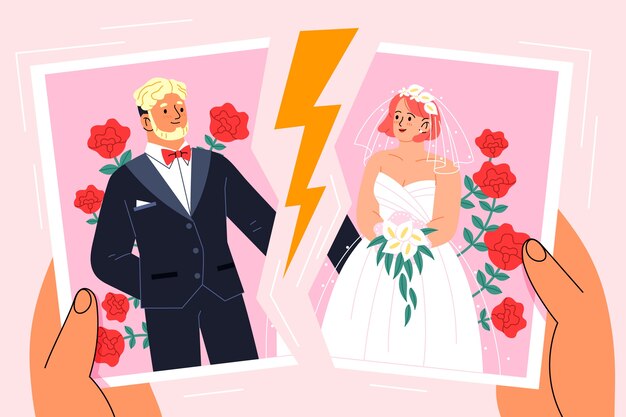 Ilustración de divorcio dibujada a mano
