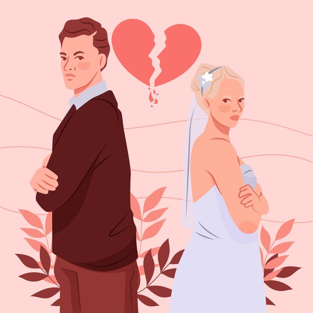 Ilustración de divorcio dibujado a mano