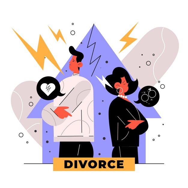 Ilustración de divorcio dibujado a mano