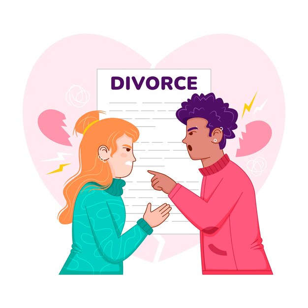 Ilustración de divorcio dibujado a mano