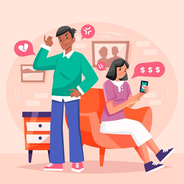 Ilustración de divorcio dibujado a mano