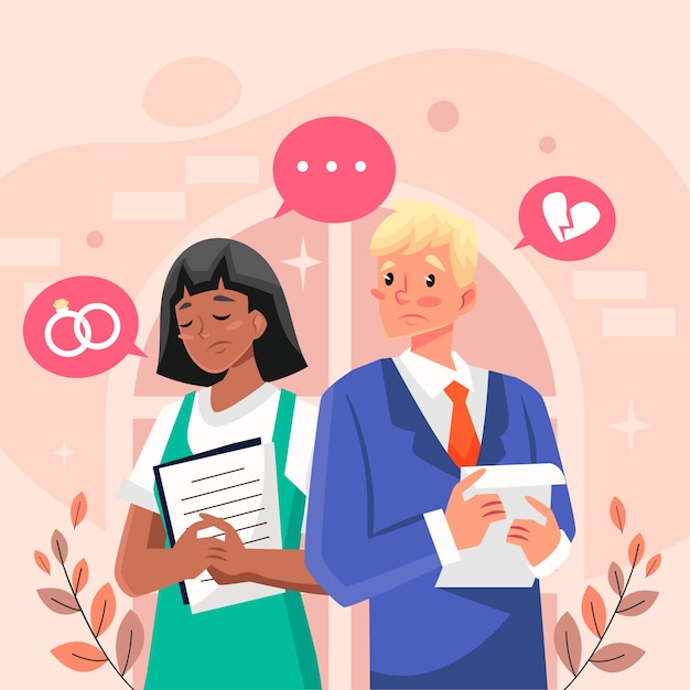 Ilustración de divorcio dibujado a mano