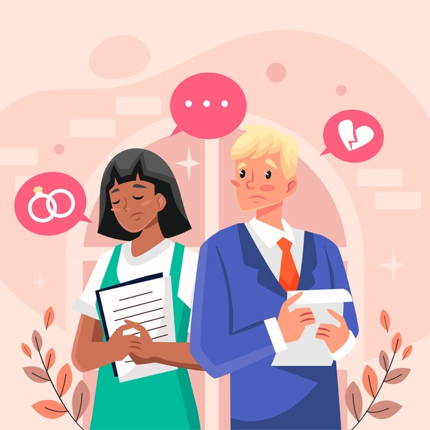 Ilustración de divorcio dibujado a mano