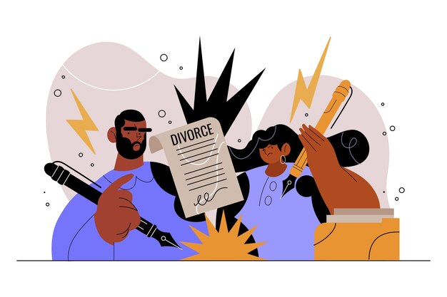 Ilustración de divorcio dibujado a mano