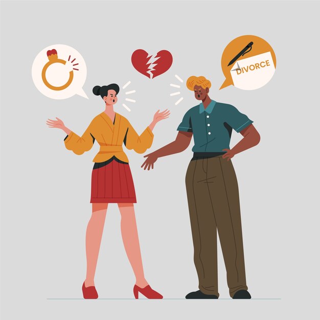 Ilustración de divorcio dibujado a mano