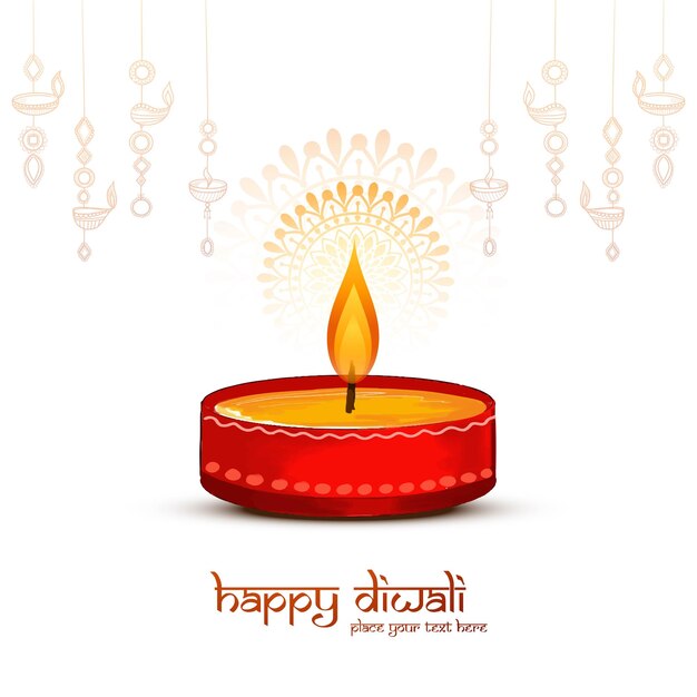 Ilustración de diya ardiente acuarela sobre fondo de celebración feliz diwali