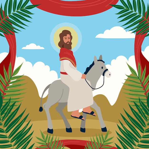 Ilustración del domingo de la palma plana.