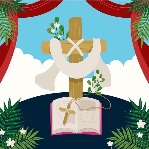 Ilustración del domingo de la palma plana.