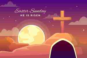 Vector gratuito ilustración de domingo de pascua con cruces