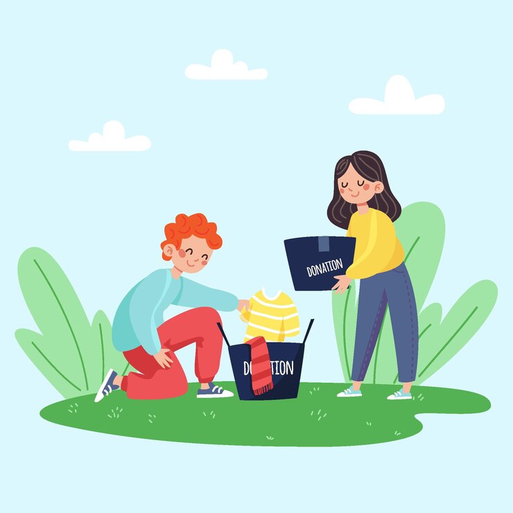Vector gratuito ilustración de donación de ropa dibujada