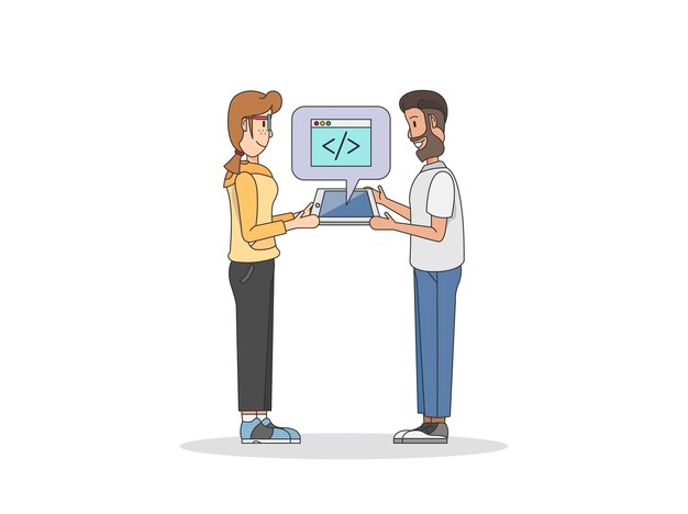 Ilustración de dos programadores