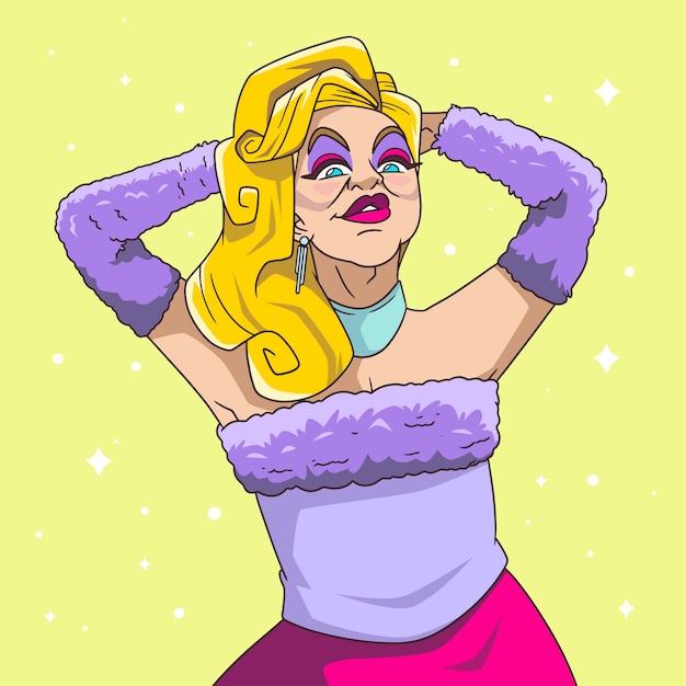 Vector gratuito ilustración de drag queen dibujada a mano