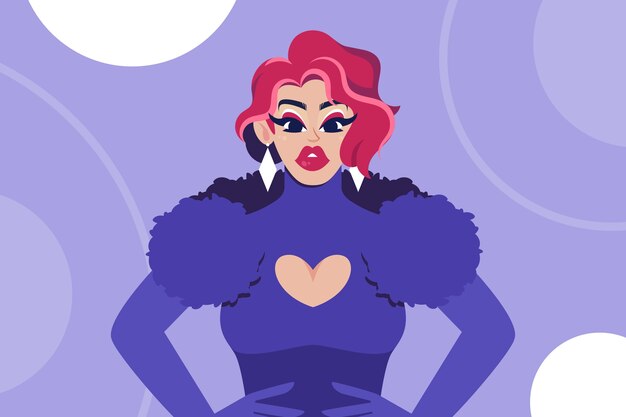 Ilustración de drag queen dibujada a mano