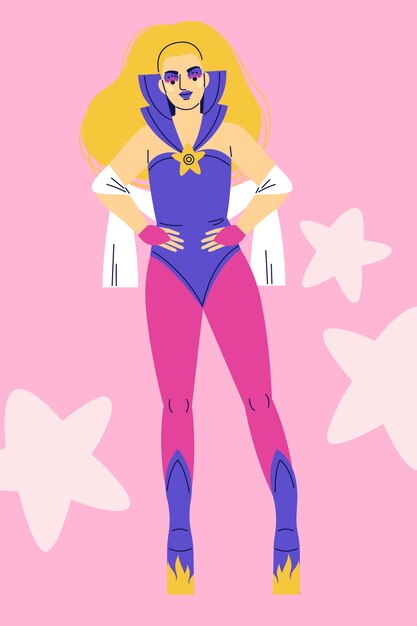 Ilustración de drag queen dibujada a mano