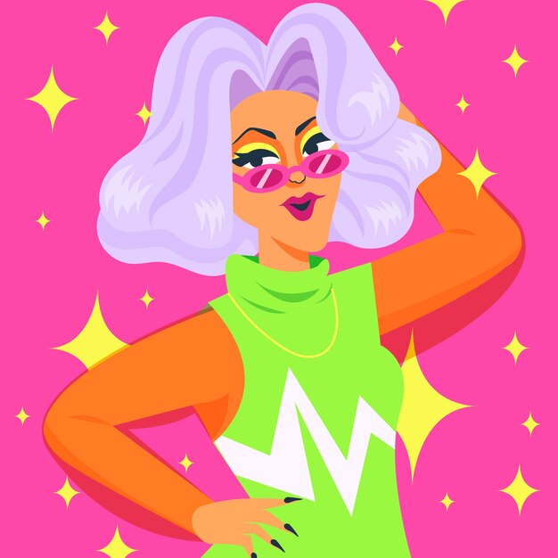 Ilustración de drag queen dibujada a mano