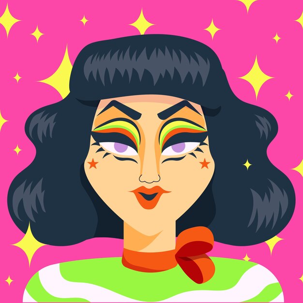 Ilustración de drag queen dibujada a mano