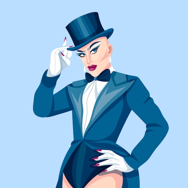 Ilustración de drag queen dibujada a mano