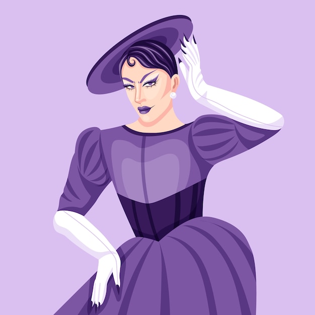 Vector gratuito ilustración de drag queen dibujada a mano