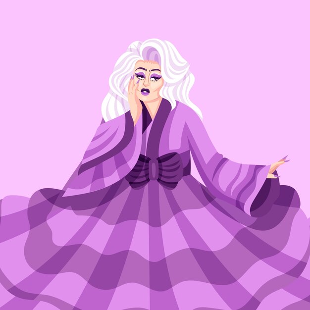 Ilustración de drag queen dibujada a mano