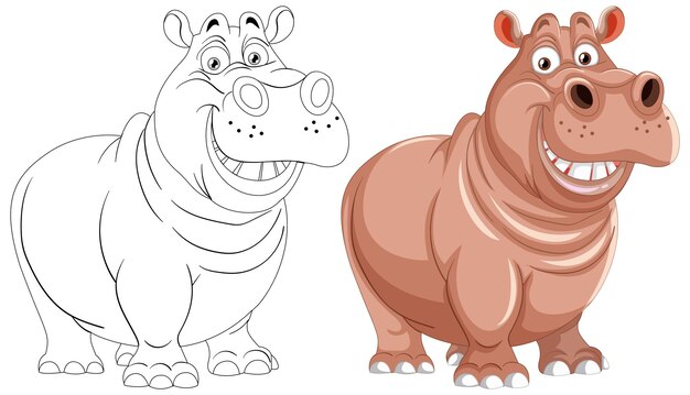Ilustración del dúo de hipopótamos de dibujos animados