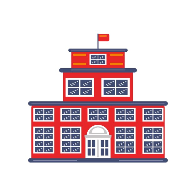 Ilustración de un edificio escolar diseño aislado