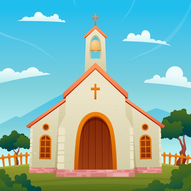 Ilustración de edificio de iglesia degradado