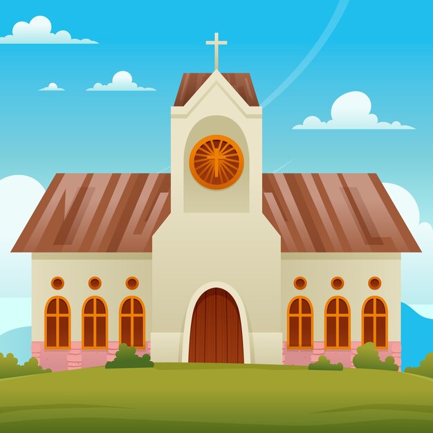 Ilustración de edificio de iglesia degradado
