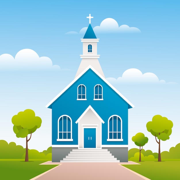 Ilustración de edificio de iglesia degradado