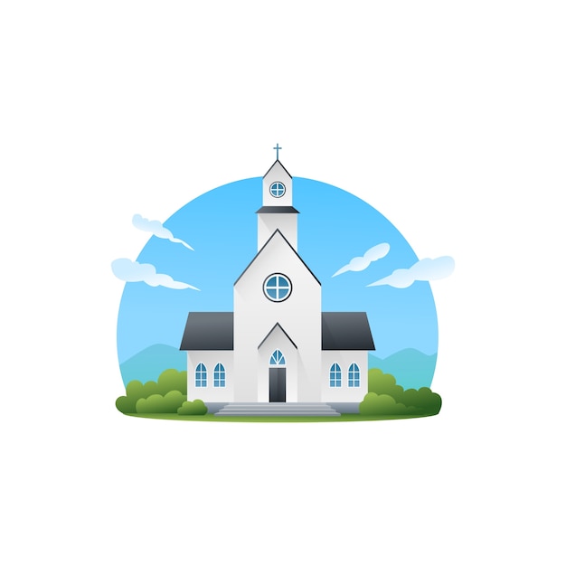 Ilustración de edificio de iglesia degradado