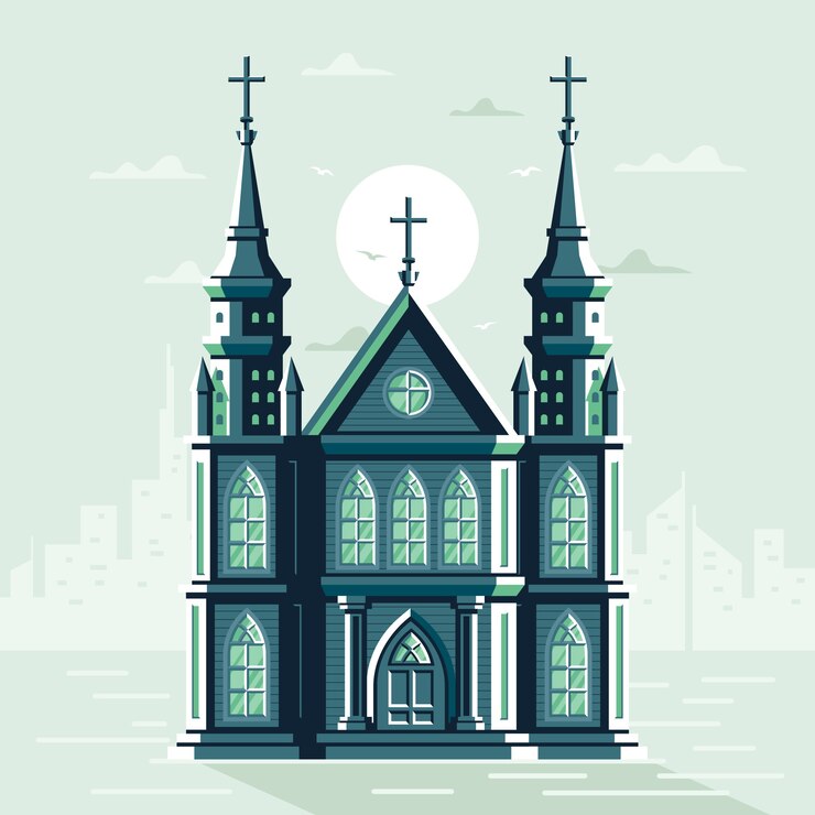 Vector gratuito ilustración de edificio de iglesia de diseño plano