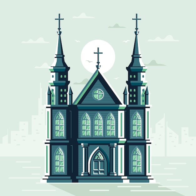Ilustración de edificio de iglesia de diseño plano
