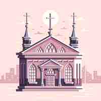 Vector gratuito ilustración de edificio de iglesia de diseño plano