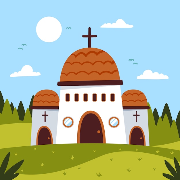 Vector gratuito ilustración de edificio de iglesia de diseño plano