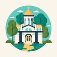 Vector gratuito ilustración de edificio de iglesia de diseño plano