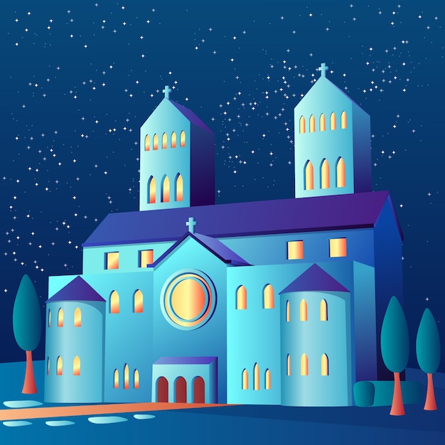 Ilustración del edificio de la iglesia en gradiente