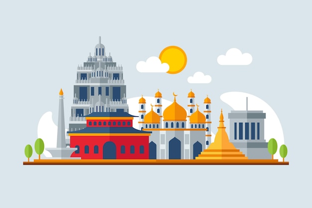 Vector gratuito ilustración de edificios de la asean