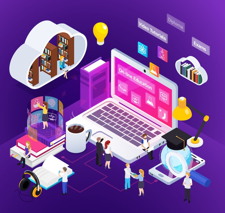 Vector gratuito ilustración de educación en línea isométrica