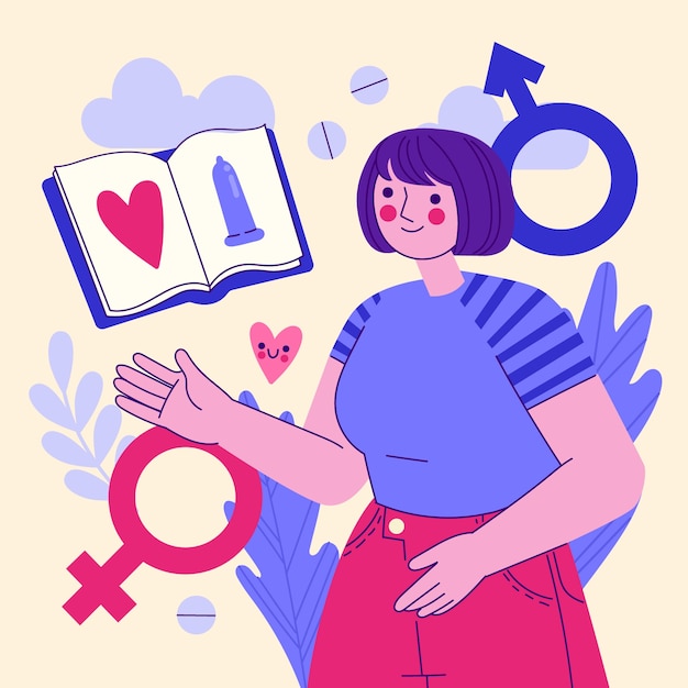 Ilustración de educación sexual dibujada a mano