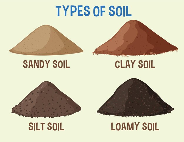 Ilustración educativa de los diferentes tipos de suelo