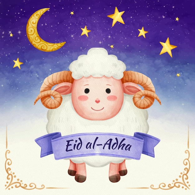 Ilustración de eid al-adha de acuarela pintada a mano