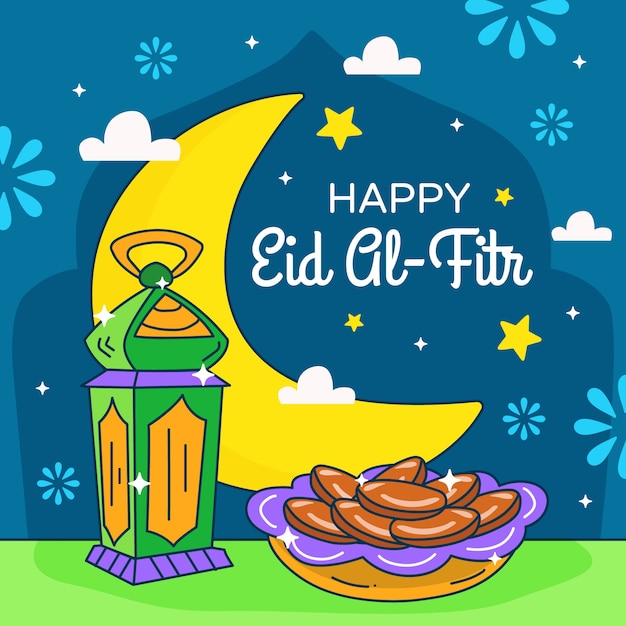 Vector gratuito ilustración de eid al-fitr dibujado a mano