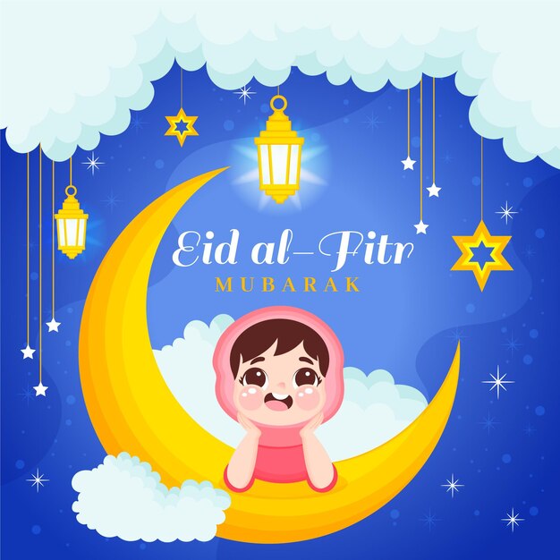 Ilustración de eid al-fitr plano orgánico