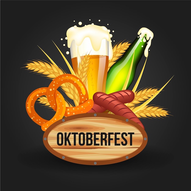 Ilustración de elementos de oktoberfest realista