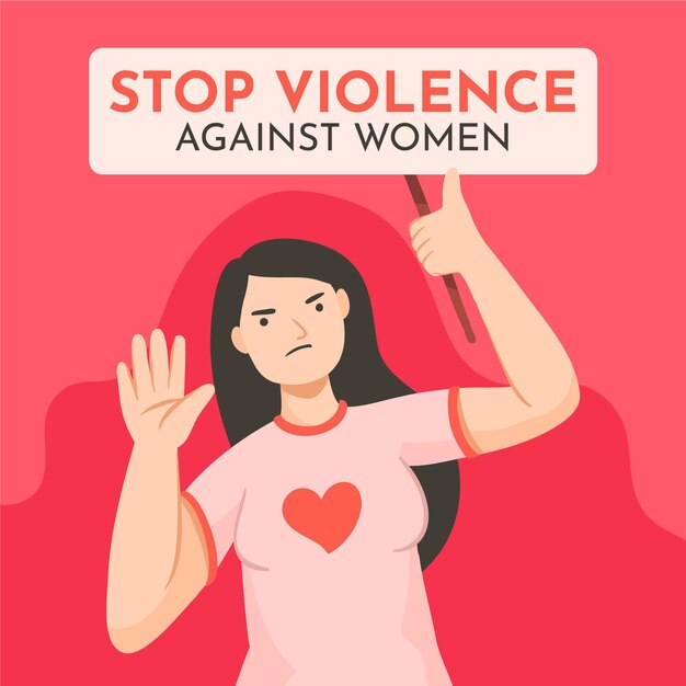 Ilustración de la eliminación de la violencia contra la mujer