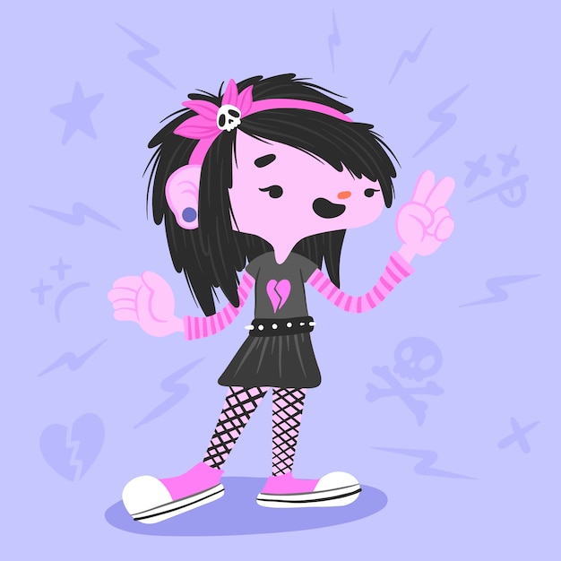 Ilustración emo dibujada a mano