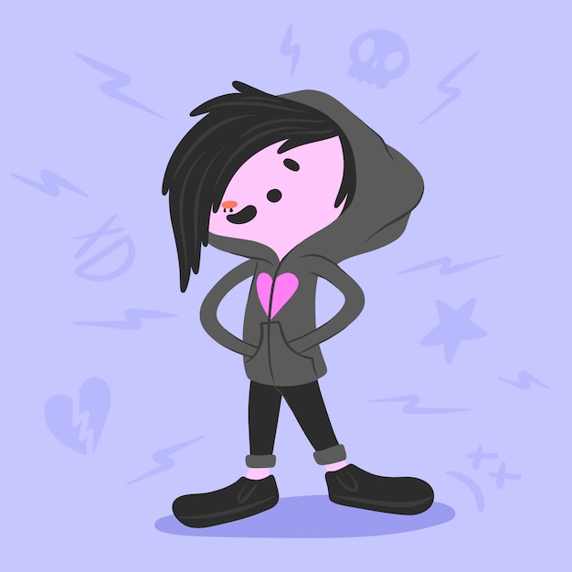 Ilustración emo dibujada a mano
